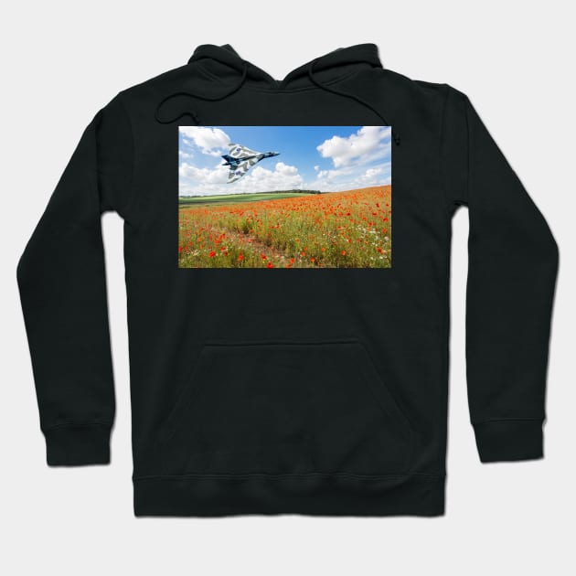 Avro Vulcan B2 bomber over a field of red poppies Hoodie by GrahamPrentice